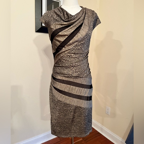 Betsey Johnson Gold and Black Cowl‎ Neck Dress - Picture 2 of 7